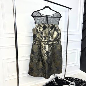 Gold Floral Print Sheath Dress